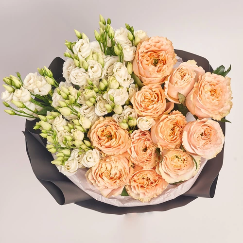 Product image Bouquet Duo with Eustomas and Roses Princess Crown, packaging: 
Graphite, vendor code: 3635