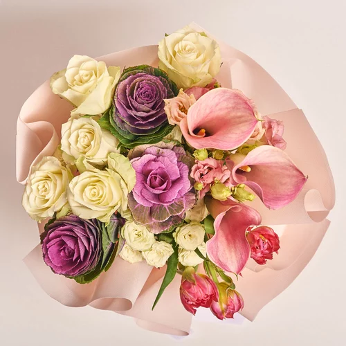 Изображение товара Букет 737, упаковка: Каффин розовый, артикул: 3650