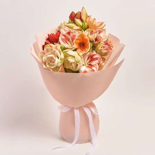 Product image Bouquet of 11 Amaryllis Мix, packaging: Kafin rose, vendor code: 3658