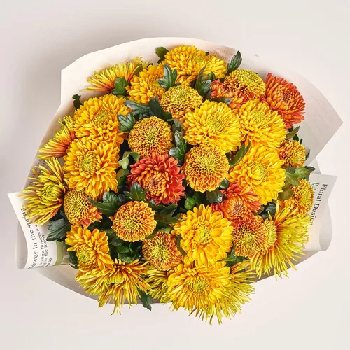 Product image Bouquet of 31  Single Chrysanthemums Mix, packaging: Newspaper, vendor code: 3681