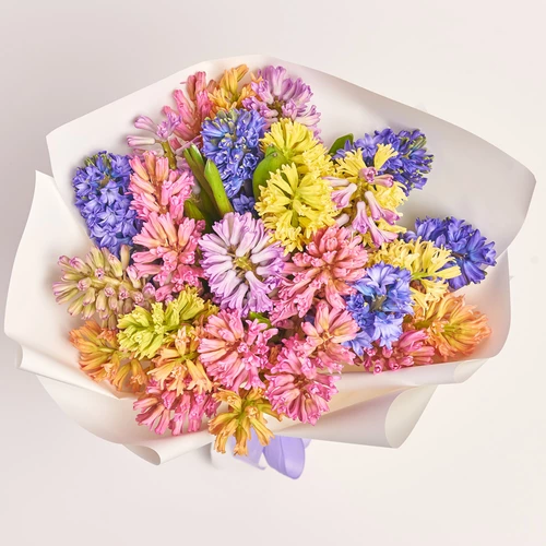 Product image Bouquet of 25 Hyacinths Мix, packaging: White, vendor code: 3684