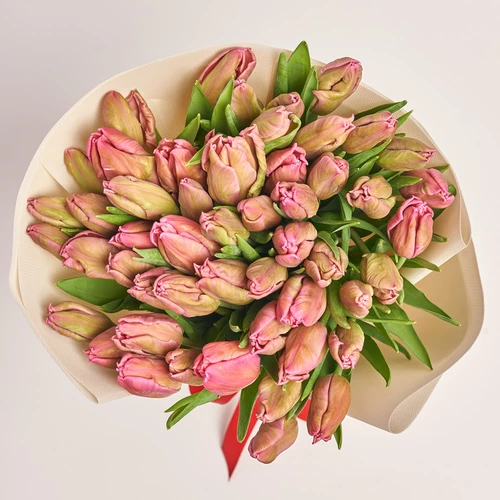 Product image Bouquet 51 Tulips Pink Parrot, packaging: Kafin cream, vendor code: 3691