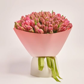 Bouquet 101 Tulips Pink Parrot