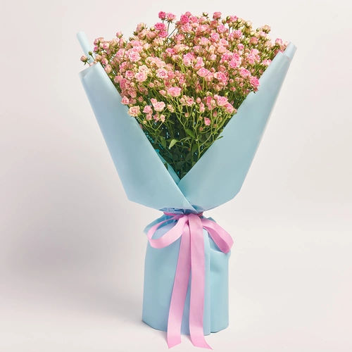 Product image Bouquet of 25 Pink Spray Roses, packaging: Blue, vendor code: 3698