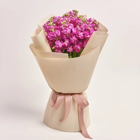 Product image Bouquet of 15 Raspberry Matthiols, packaging: Kafin cream, vendor code: 3707