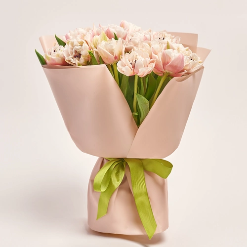 Product image Bouquet of 25 pink and white peony Tulips, packaging: Powder, vendor code: 3715