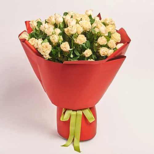 Product image Bouquet of 25 Beige Roses Spray, packaging: Red, vendor code: 3750