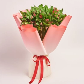 Product image Bouquet of 25 red Alstroemerias, packaging: Gradiens pink, vendor code: 3754