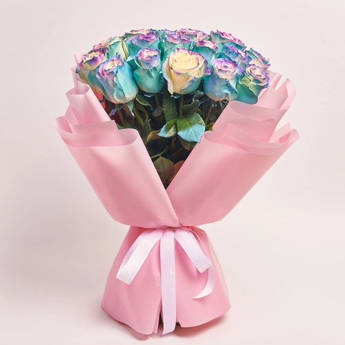 Product image Bouquet 25 Painted Cosmos Roses, packaging: Pink, vendor code: 3757