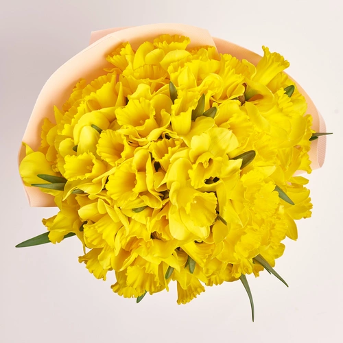 Product image Bouquet 51 Yellow Narcissus, packaging: Gradiens pink, vendor code: 3775