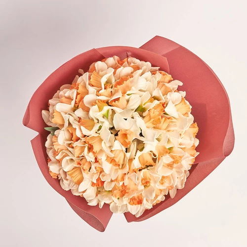 Product image Bouquet 101 White-orange Narcissus, packaging: Kafin rust, vendor code: 3778