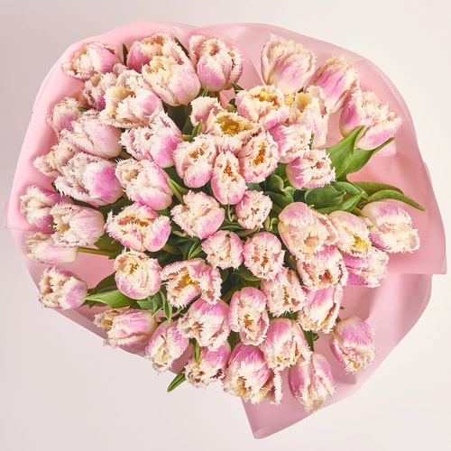 Product image Bouquet 51 Purple-White Terry Tulip, packaging: Pink, vendor code: 3785