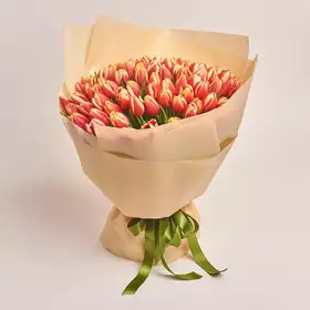 Букет 101 Красно-желтый тюльпан