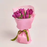 Букет 15 Фиолетовых Тюльпанов