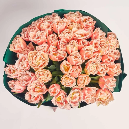 Product image Bouquet 51 Pink and white double tulip, packaging: Green, vendor code: 3811