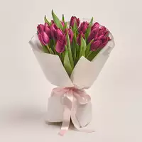 Букет 25 Фиолетовых Тюльпанов