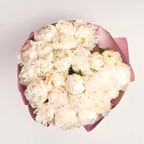 Product image Bouquet of 25 Peonies Bowl of Cream, packaging: Gradiens tiffany, vendor code: 3832