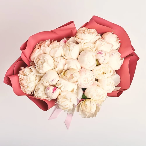 Product image Bouquet of 25 Peonies Moon over Barrington, packaging: Coral, vendor code: 3838