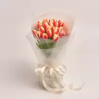 Bouquet of 25 yellow-red tulips