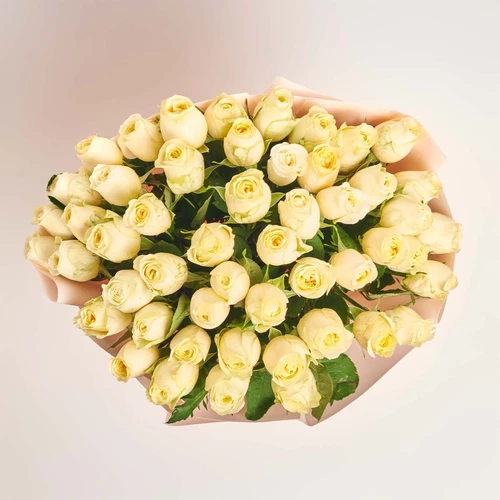 Product image Bouquet of 51 Cream Roses, packaging: Kafin rose, vendor code: 3850