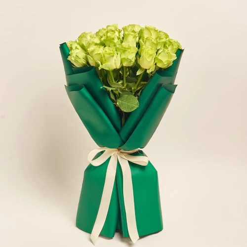 Product image Bouquet of 25 Green Roses, packaging: Green, vendor code: 3863