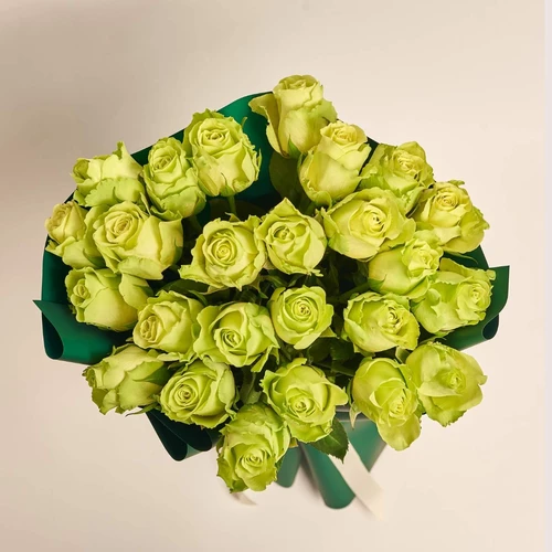Product image Bouquet of 25 Green Roses, packaging: Green, vendor code: 3863