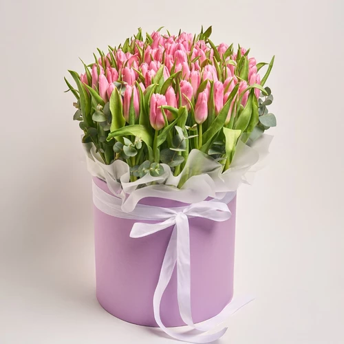 Product image Box of 101 Pink Tulips, packaging: Pink, vendor code: 3976