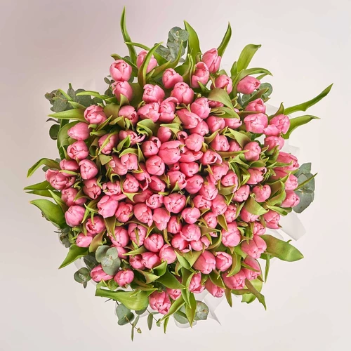 Product image Box of 101 Pink Tulips, packaging: Pink, vendor code: 3976