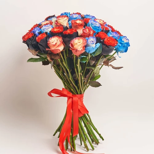 Product image Bouquet 51 Painted  Roses Mix, packaging: Without packaging, vendor code: 4045
