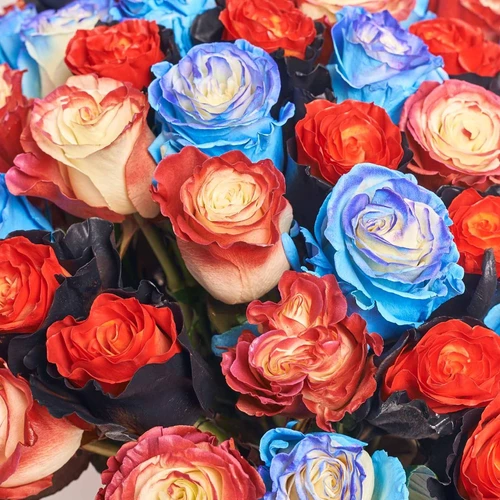 Product image Bouquet 51 Painted  Roses Mix, packaging: Without packaging, vendor code: 4045