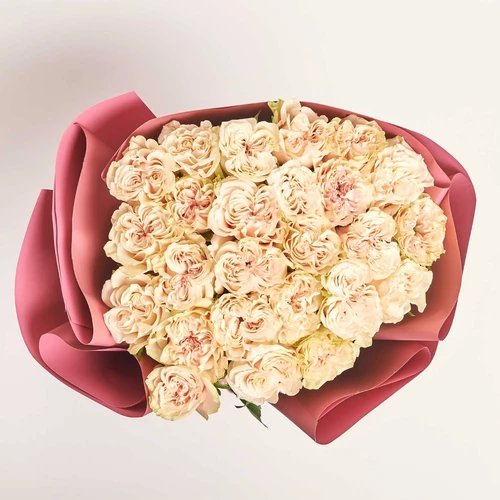 Product image Bouquet of 25 peony roses Secret, packaging: Coral, vendor code: 4051