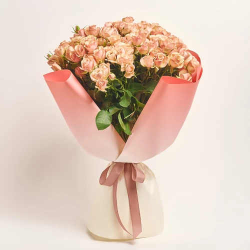 Product image Bouquet of 25 Roses Spray Destiny, packaging: Gradiens pink, vendor code: 4053