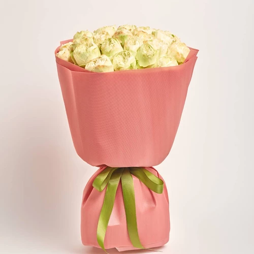 Product image Bouquet of 25 Peony Roses Khela, packaging: Kafin rust, vendor code: 4064