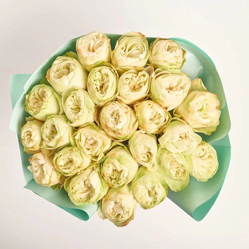 Product image Bouquet of 25 Peony Roses Khela, packaging: Gradiens tiffany, vendor code: 4064