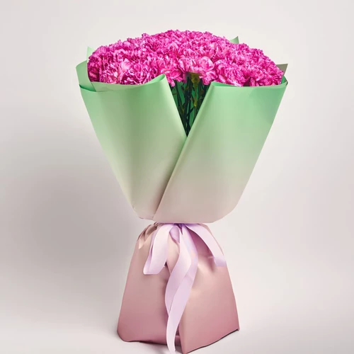 Product image Bouquet of 51 Purple Carnations, packaging: Gradiens tiffany, vendor code: 4087