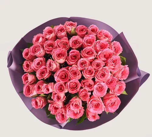 Product image Bouquet of 51 Roses Waterheim, packaging: Gradiens violet, SKU: 4112