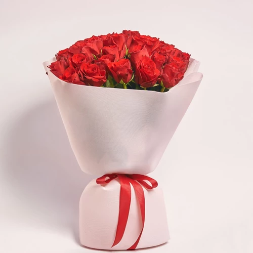 Product image Bouquet of 35 Red Roses Explorer, packaging: Kafin rose, SKU: 4114