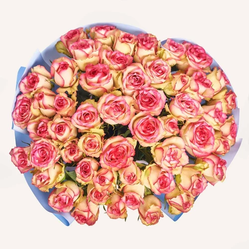 Product image Букет 51 Роза Моник, packaging: Gradiens light blue, SKU: 4119