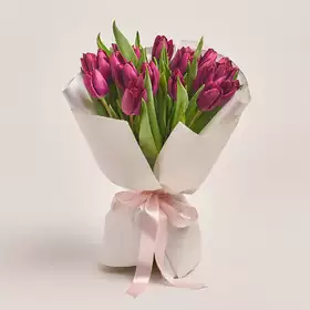 Букет 25 Фіолетових Тюльпанів