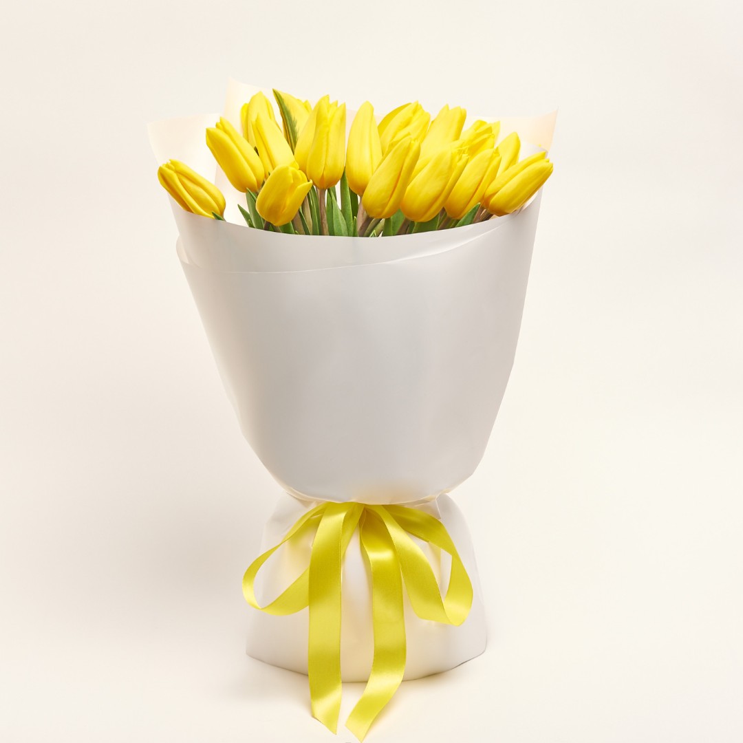 Product image Bouquet of 25 Yellow tulips, vendor code: 2259