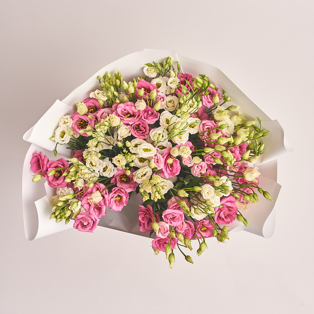 Product image Bouquet of 25 White and Pink Eustoma Mix, vendor code: 2694