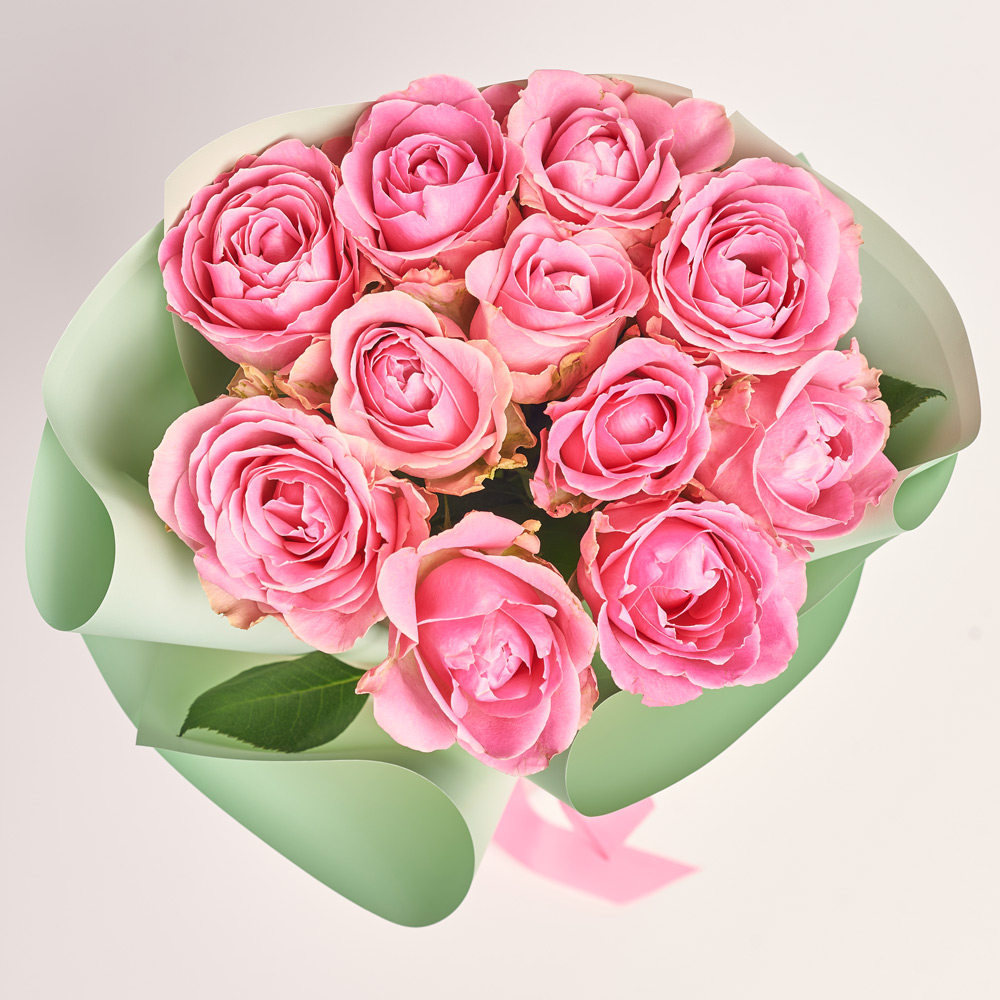 Product image Bouquet of 11 Pink Roses, packaging: Gradiens tiffany, vendor code: 2961