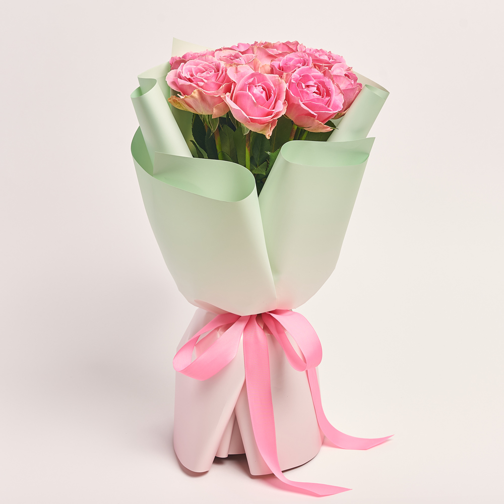 Product image Bouquet of 11 Pink Roses, packaging: Gradiens tiffany, vendor code: 2961