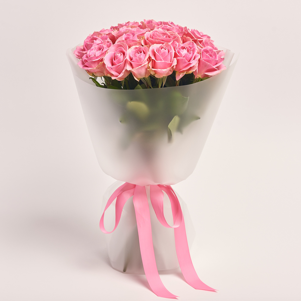 Product image Bouquet of 19 Pink Roses, packaging: Transparent, vendor code: 2963