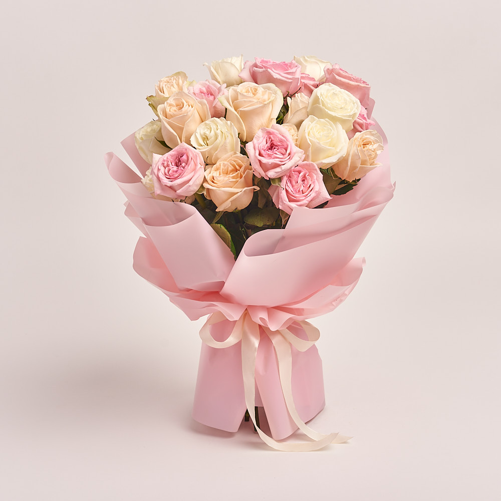 Изображение товара Букет 25 пионовидных Роз Микс, артикул: 3176