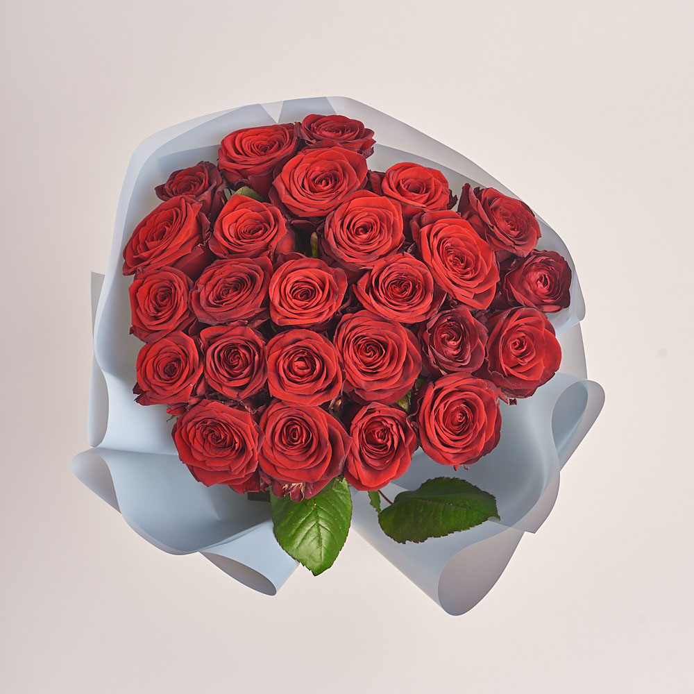 Product image Bouquet 25 Roses Red Naomi, packaging: Gray, vendor code: 3337