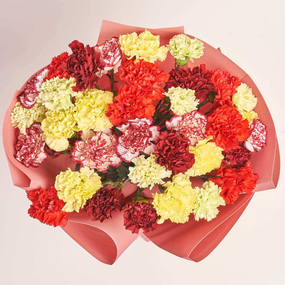 Product image Bouquet 35 Carnations mix, packaging: Kafin rust, vendor code: 3709