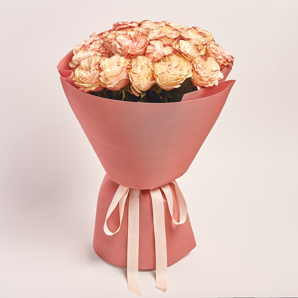 Product image Bouquet of 25 peony Roses Candy, packaging: Kafin rust, vendor code: 3728