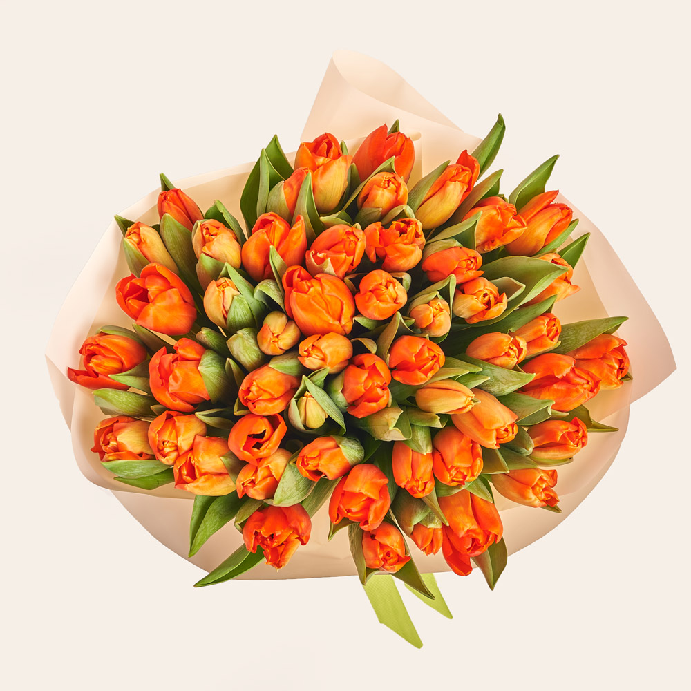 Product image Bouquet 51 Orange Tulip Classic, packaging: Peach, vendor code: 3731