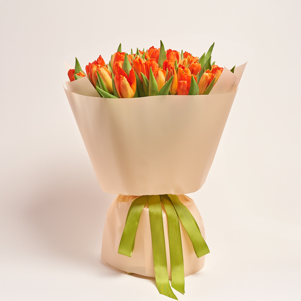 Product image Bouquet 51 Orange Tulip Classic, packaging: Peach, vendor code: 3731